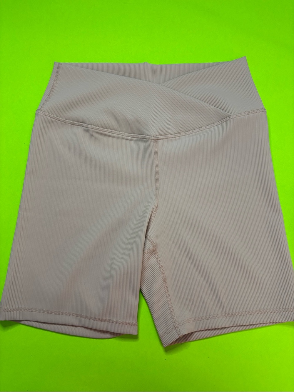 Rae Mode High-Waist Ribbed Women’s Bike Shorts - Cream